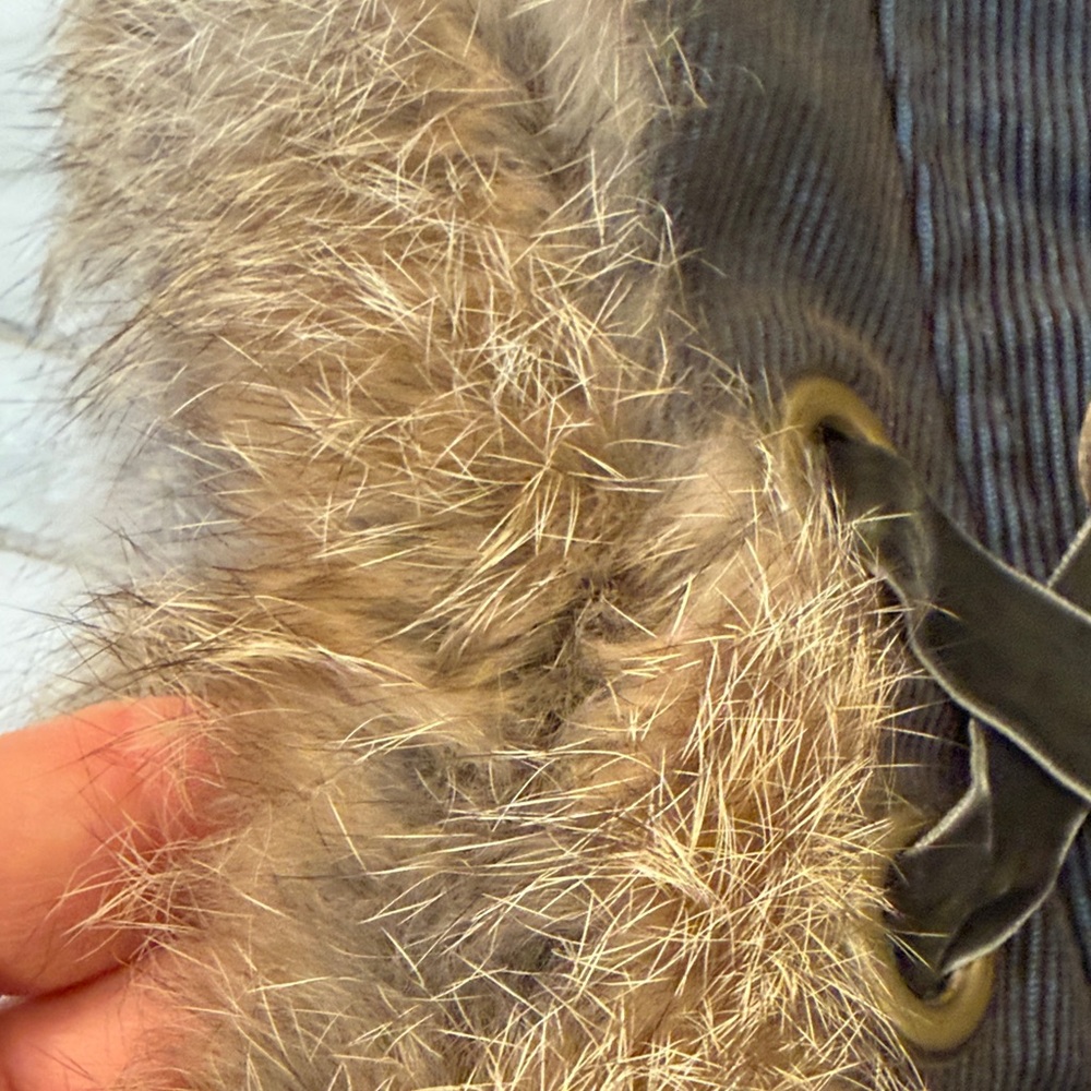 Corduroy Vest with Rabbit Fur Trim – Fully Lined - Picture 7 of 9